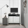 Grey computer desk with keyboard tray – image 7