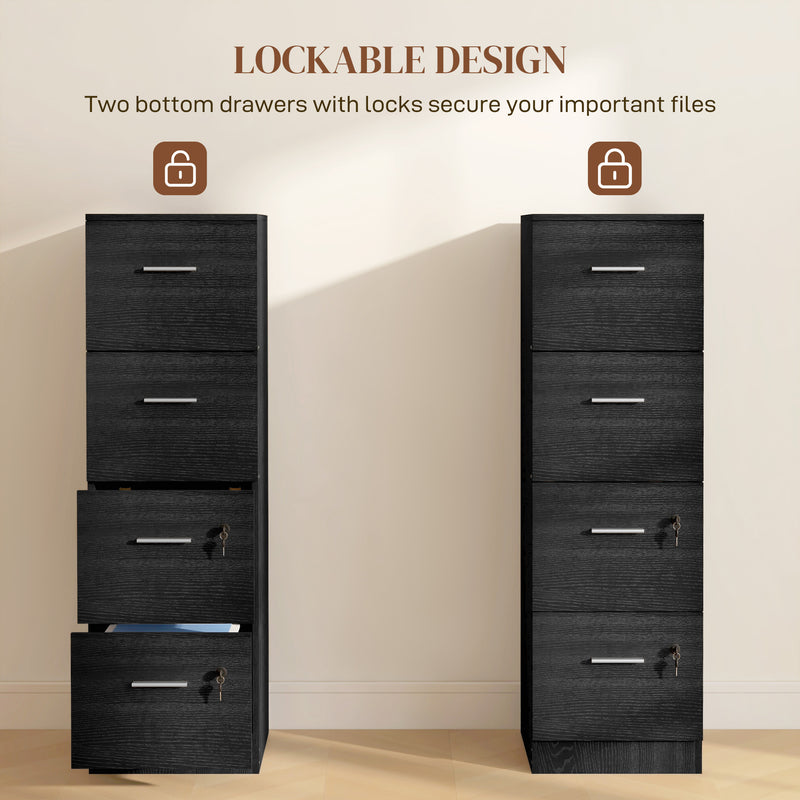 Black 4-drawer lockable filing cabinet – image 6