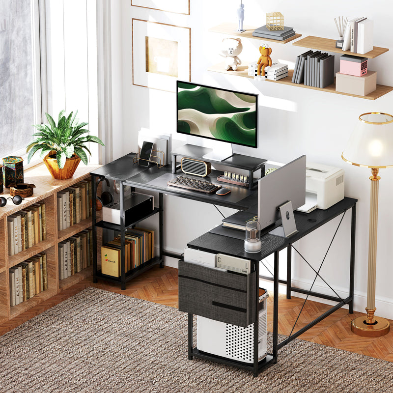Reversible L-shaped desk – black – image 9