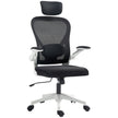 HOMCOM Executive Office Chair, Ergonomic Mesh High Back Desk Chair with Flip-up Armrest, Rotatable Headrest, Adjustable
