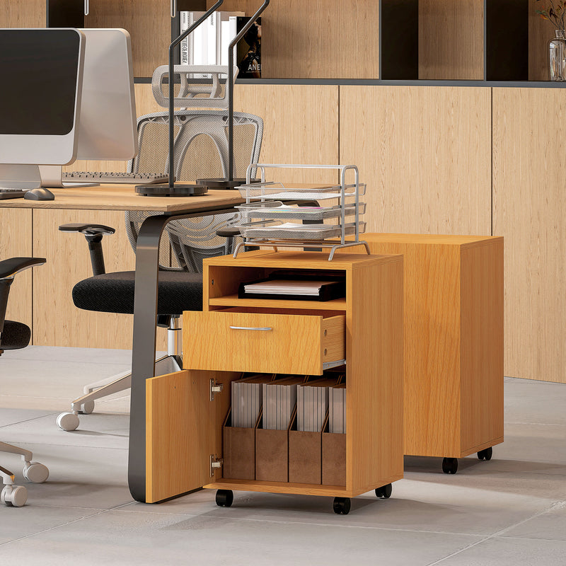 Mobile filing cabinet – natural wood – image 9