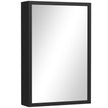 Black stainless steel wall-mounted bathroom mirror cabinet with three shelves