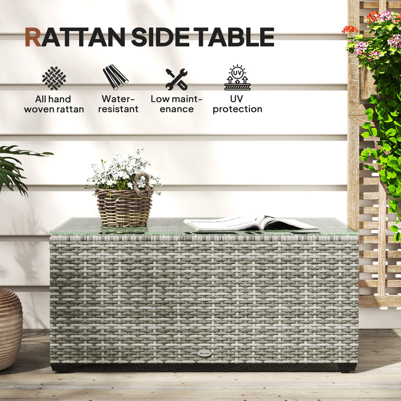 Light grey rattan coffee table – image 4