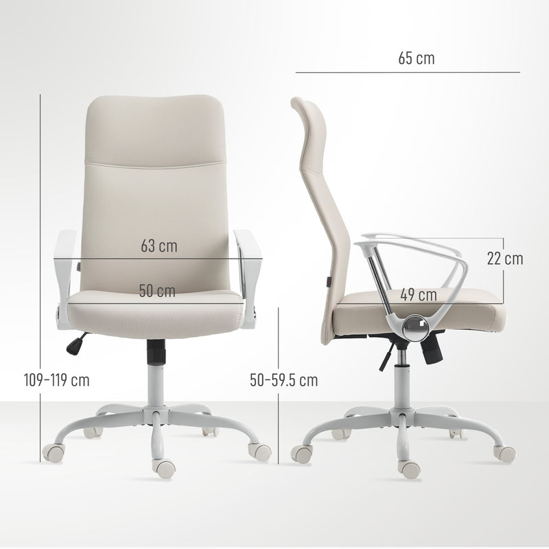 HOMCOM Fabric High Back Office Chair - Cream White – view 3