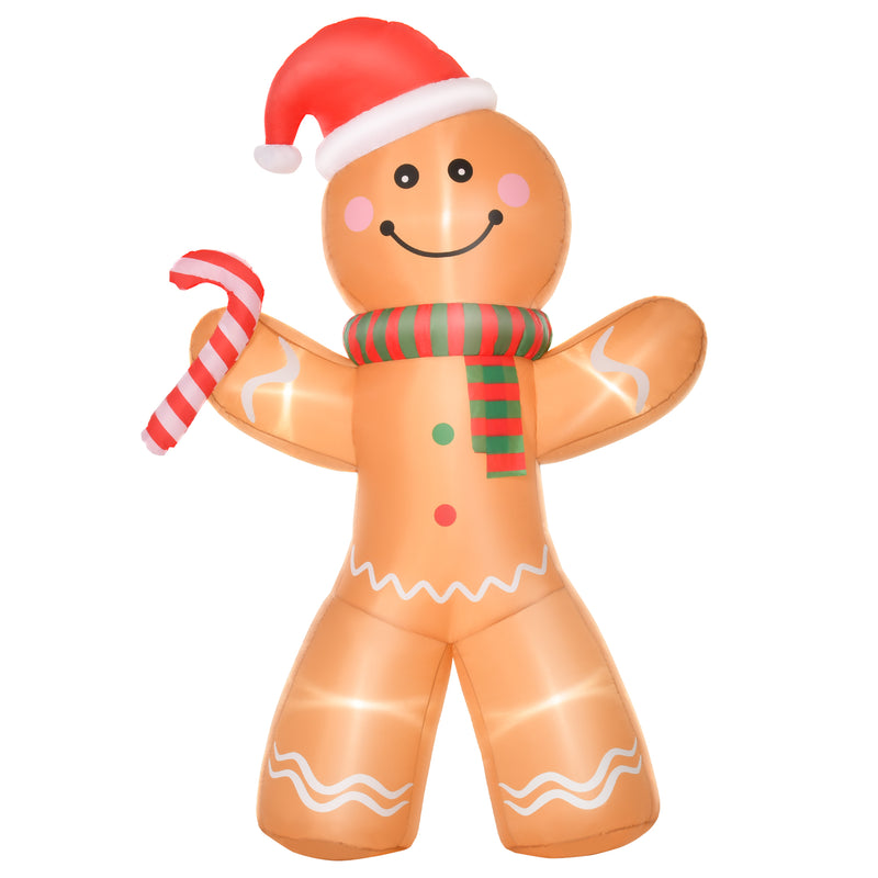 8ft Gingerbread Man Christmas Inflatable on a white background