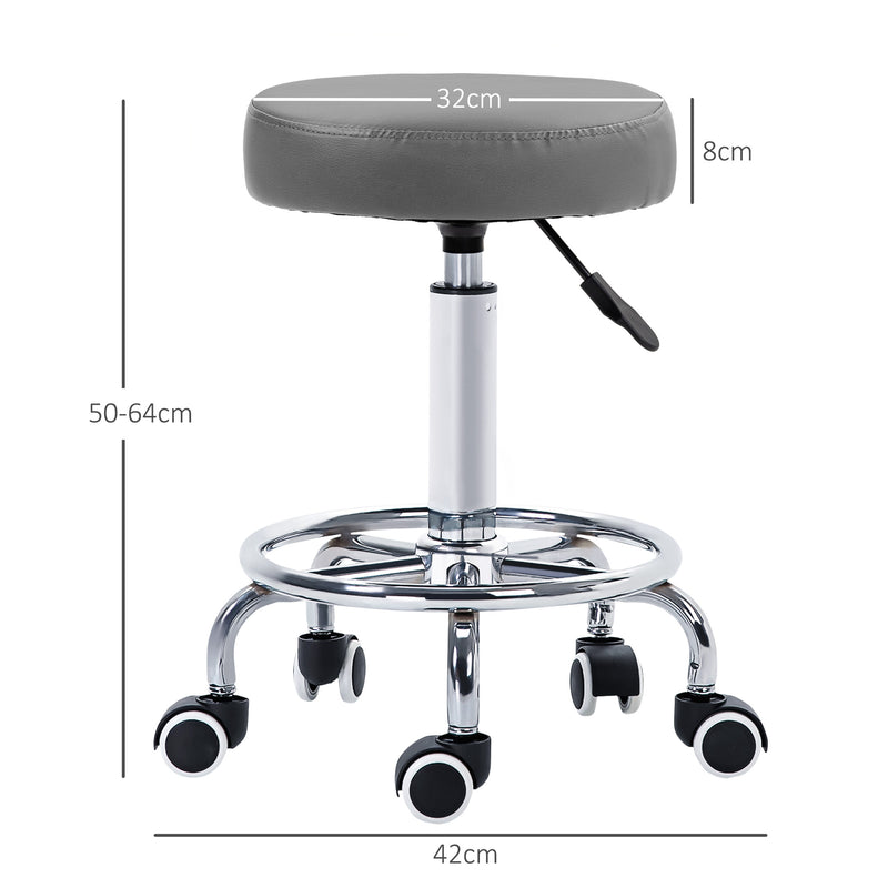 Grey round rolling stool – image 3