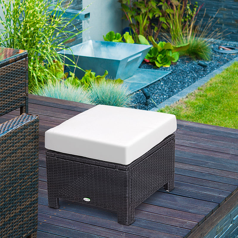 Black rattan footstool – image 2