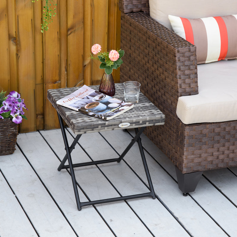 Square folding rattan side table – image 2