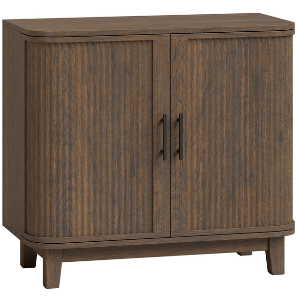 HOMCOM Sideboard Buffet Cabinet, Storage Cabinet with 2 Curved Doors, Adjustable Shelf and Legs for Dining Room, Dark