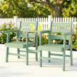 Outsunny Outdoor Garden Loveseat, Embossed Wooden Jack and Jill Garden Seat with Integrated Table, Green – view 9