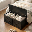 HOMCOM 127L Home Storage Box, with Safety Hinges - Black Wood-Effect – view 9