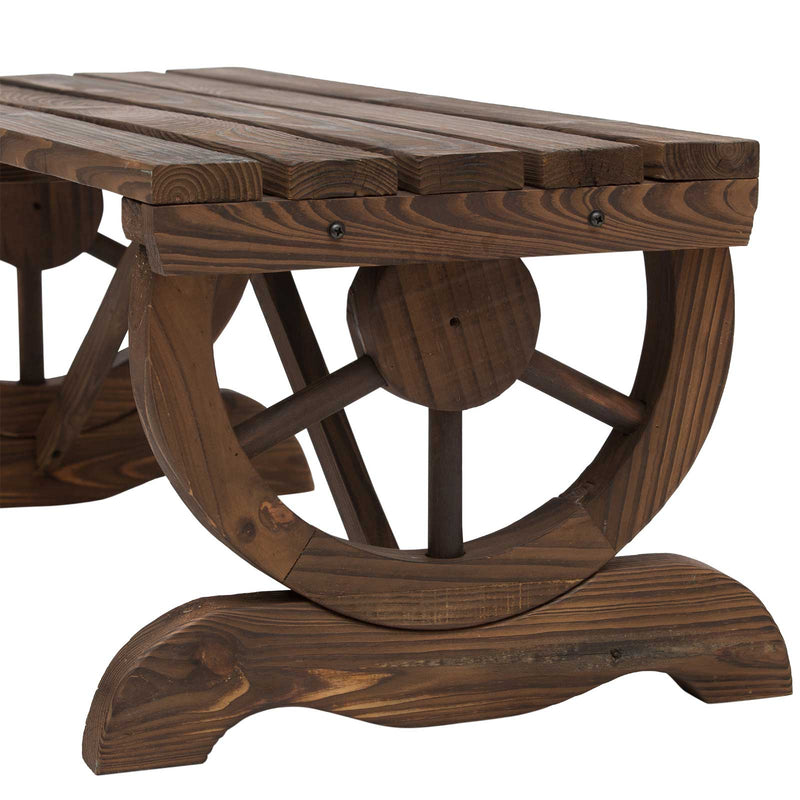 Wagon wheel wooden bench – image 8