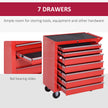 7-Drawer Lockable Rolling Tool Cabinet – Red – image 4 of 9