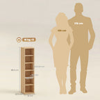 Set of 2 CD Media Display Shelf Unit Tower Rack with Adjustable Shelves, Natural
