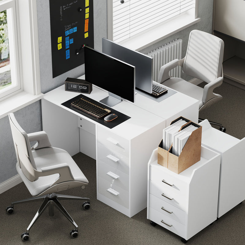 High gloss desk with 4 drawers – image 7