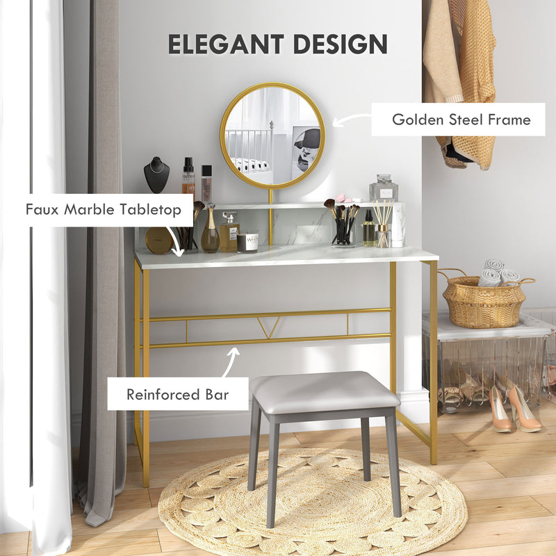 105 cm white and gold dressing table – image 4