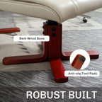 Faux Leather Manual Recliner and Footstool Set - Cream White