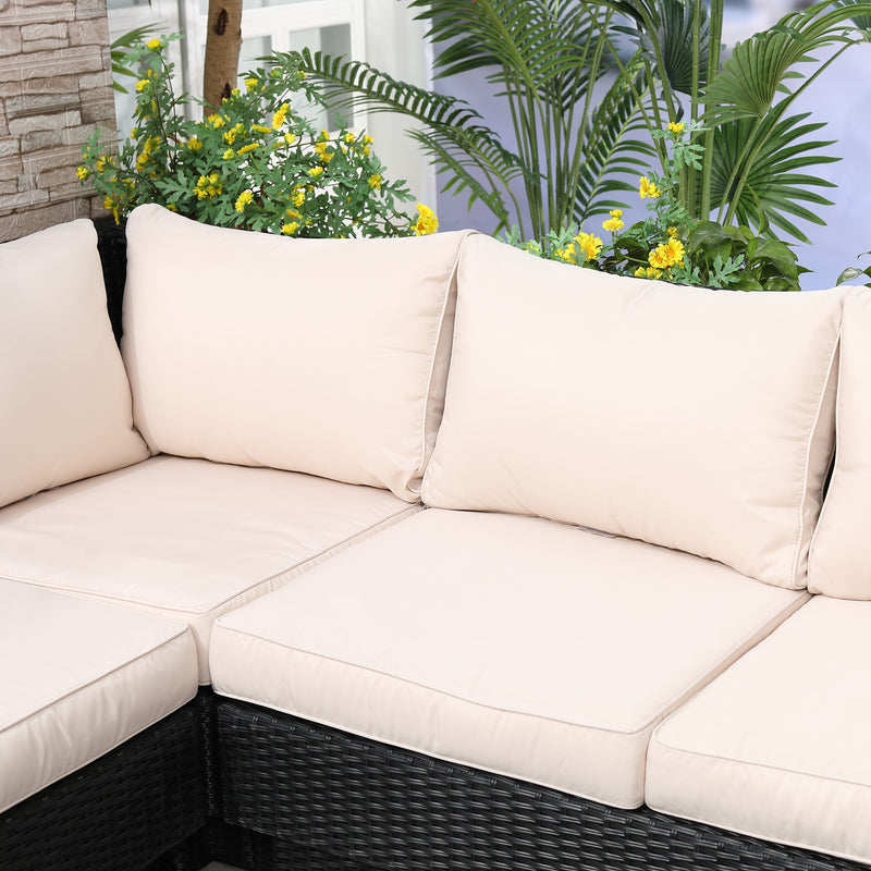 5-seater black rattan corner sofa – image 9