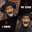 190cm Animated Witch with Broomstick & Glowing Eyes – image 5 of 9