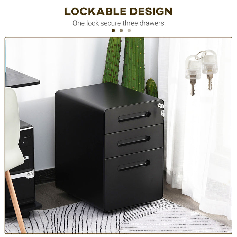 Lockable 3-drawer steel file cabinet – image 4