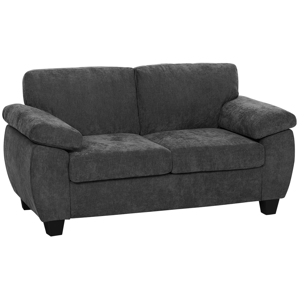 2 Seater Sofa, 156cm Chenille Loveseat Sofa, Dark Grey