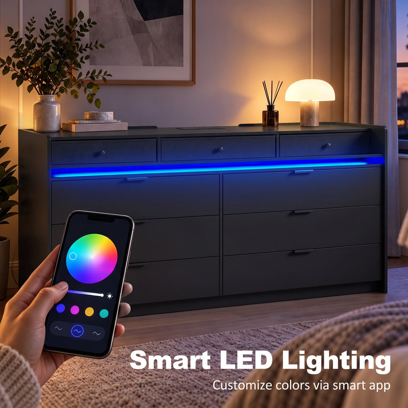 Black 9-drawer LED chest – image 4