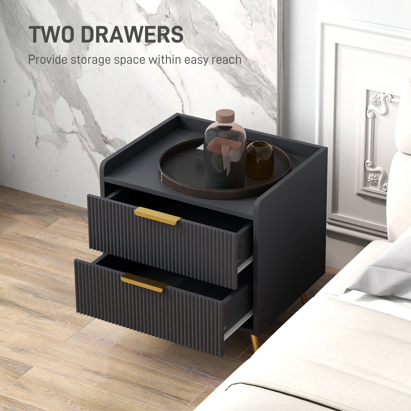 Black 2-drawer bedside table – image 5