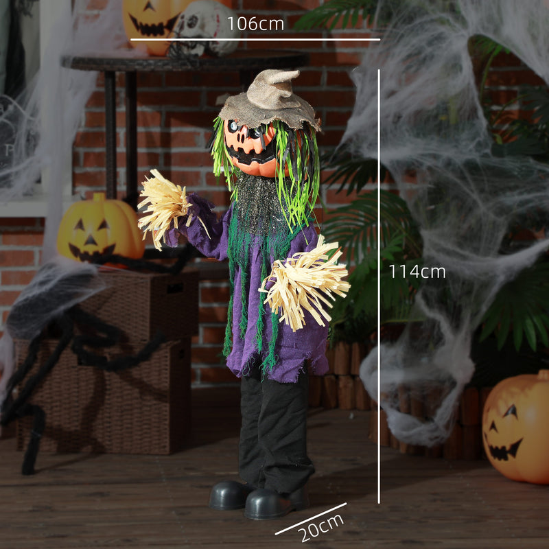 114cm Animated Pumpkin Scarecrow with Glowing Eyes & Sound – image 3 of 9