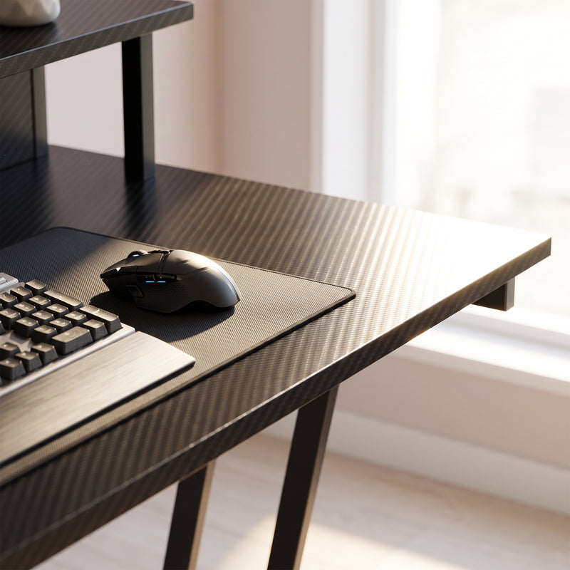 HOMCOM Two-Level LED Gaming Desk - Black – view 10