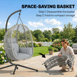 Outsunny Hanging Egg Chair, Indoor Outdoor Rattan Hammock Swing Chair with Stand, Safety Strap, Foldable Basket, Light – view 5