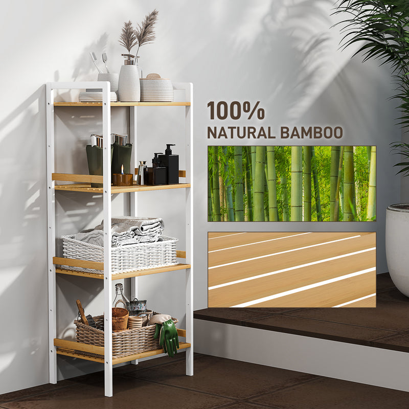 Four-tier bamboo shelf unit – image 7