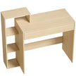 HOMCOM Desk with Storage, Computer Desk with 3 Open Shelves and Drawer, Workstation, Computer Table, Natural