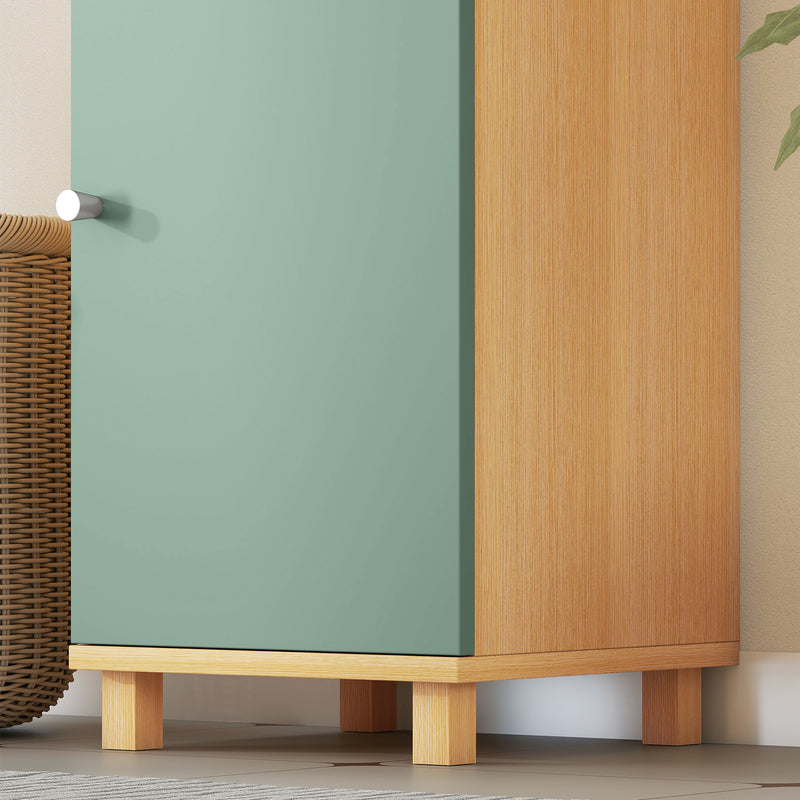 Tall bathroom cabinet in green & natural – image 9