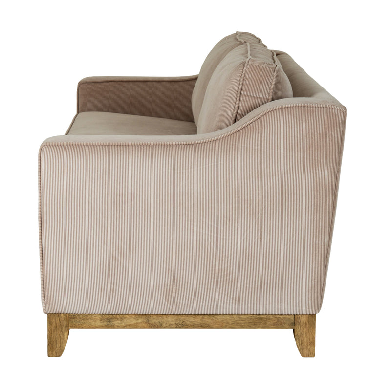 side view of the Fairmont sofa and wooden base