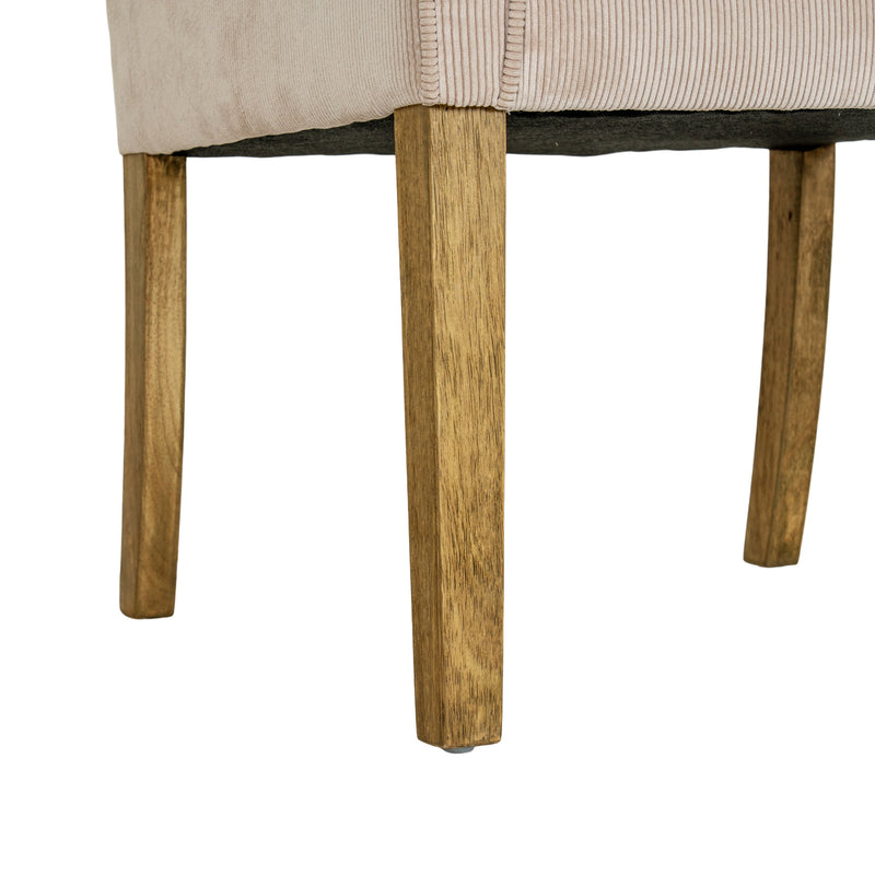 Close-up of the light wooden legs