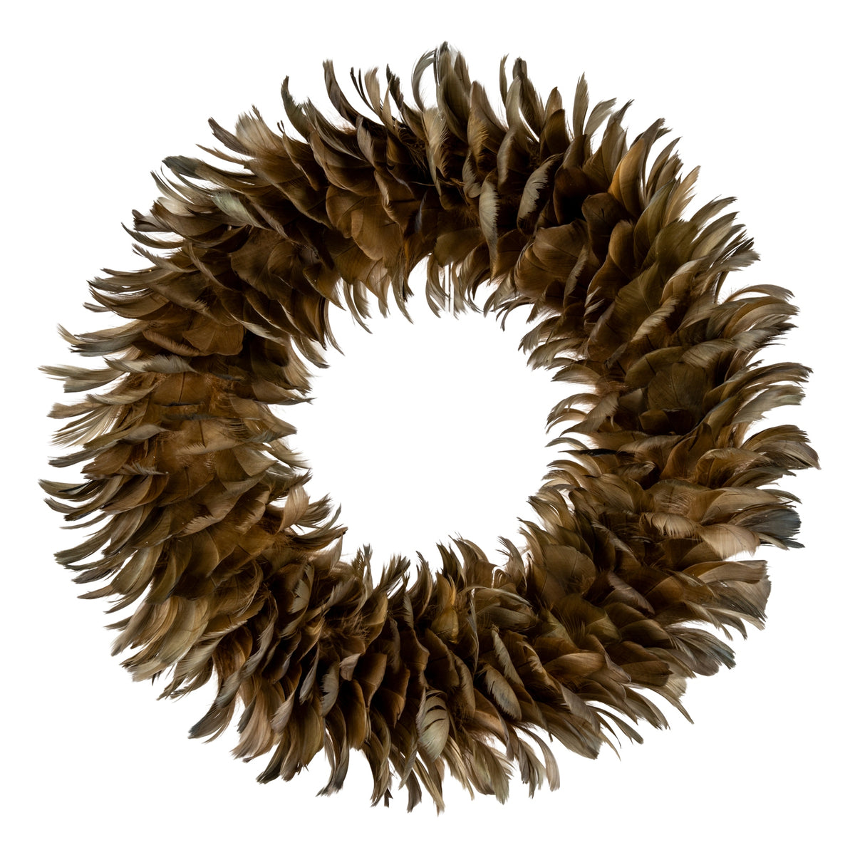 Fawn feather wreath on a white background