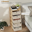 HOMCOM Chest of Drawers, 5 Fabric Drawers Narrow Dresser with Bamboo Frame, Cream White – view 4