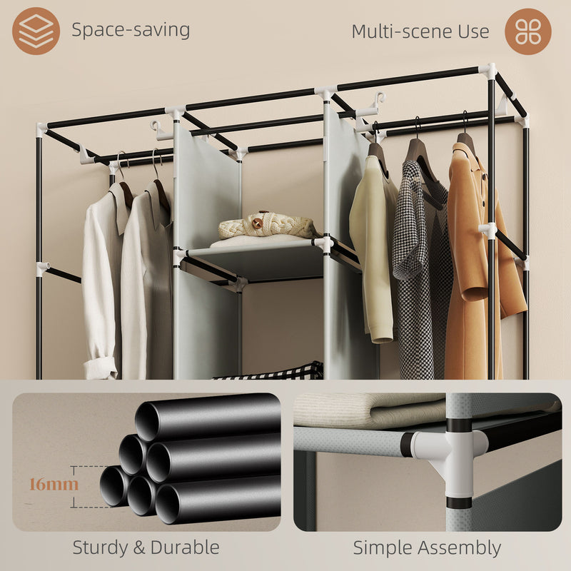 Light grey fabric wardrobe with drawers – image 6