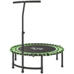 Green foldable mini round fitness trampoline with adjustable T-bar handle