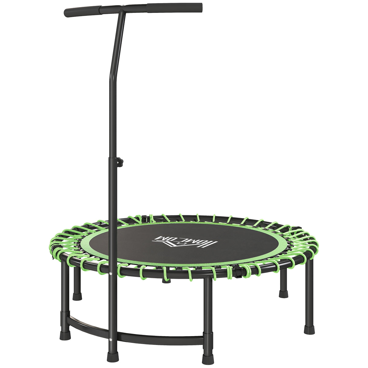 Green foldable mini round fitness trampoline with adjustable T-bar handle