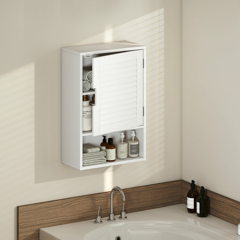 40 cm louvred bathroom wall cabinet in white – image 8