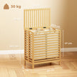 HOMCOM Bamboo Laundry Basket with Lid, 2 Baskets, Foldable, 64L, Natural and Cream White – view 3