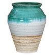 Fen teal glazed ribbed ceramic olpe vase