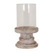 Ferro large hurricane lantern with glass chimney on white