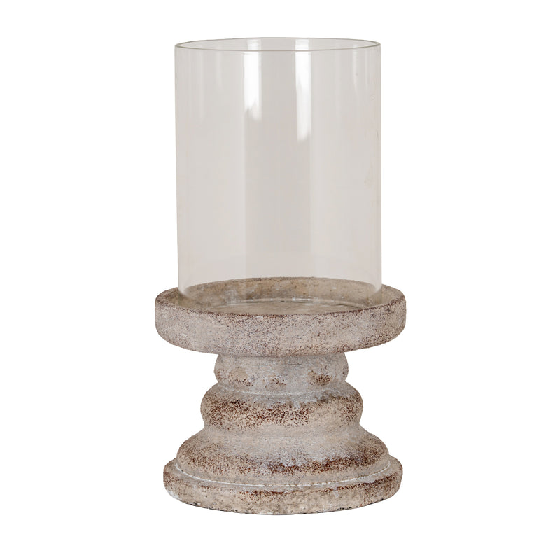 Ferro large hurricane lantern with glass chimney on white