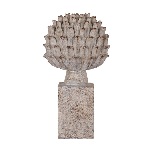 Ferro large artichoke on a tall plinth, front view