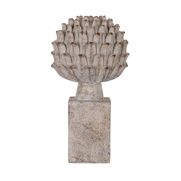 Ferro large artichoke on a tall plinth, front view