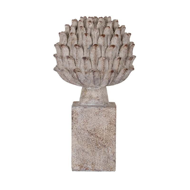 Ferro large artichoke on a tall plinth, front view