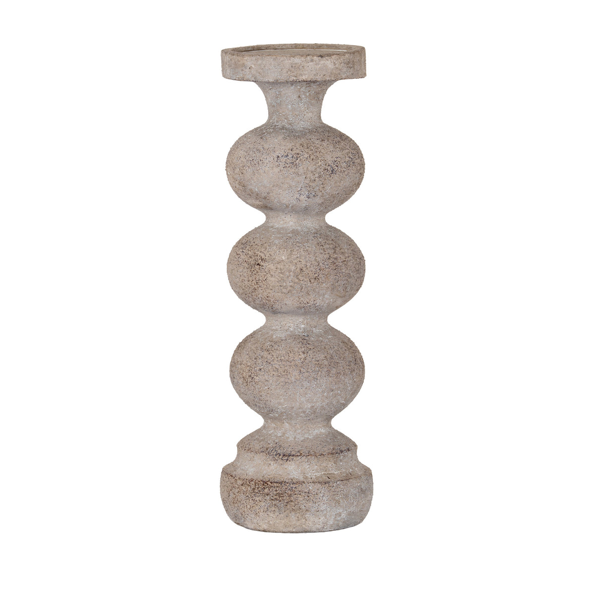 Ferro medium distressed grey ceramic candlestick