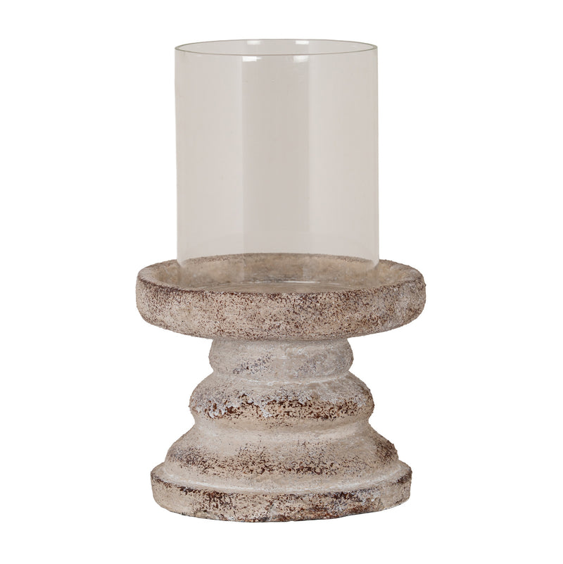Ferro medium hurricane lantern with glass chimney on white